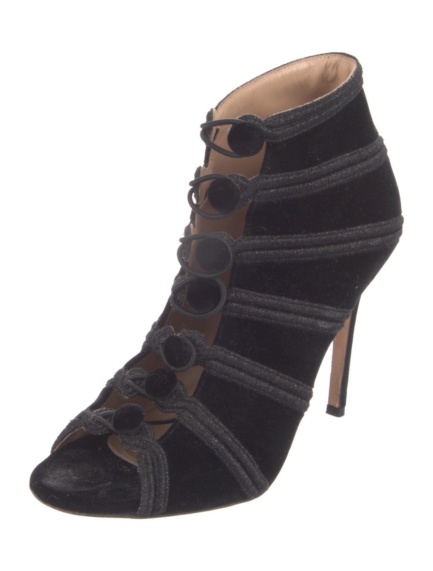 Gianvito Rossi Velvet Glitter Accents Lace-Up Boots