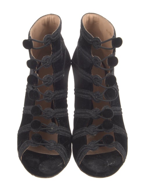 Gianvito Rossi Velvet Glitter Accents Lace-Up Boots