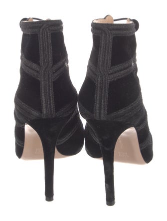 Gianvito Rossi Velvet Glitter Accents Lace-Up Boots