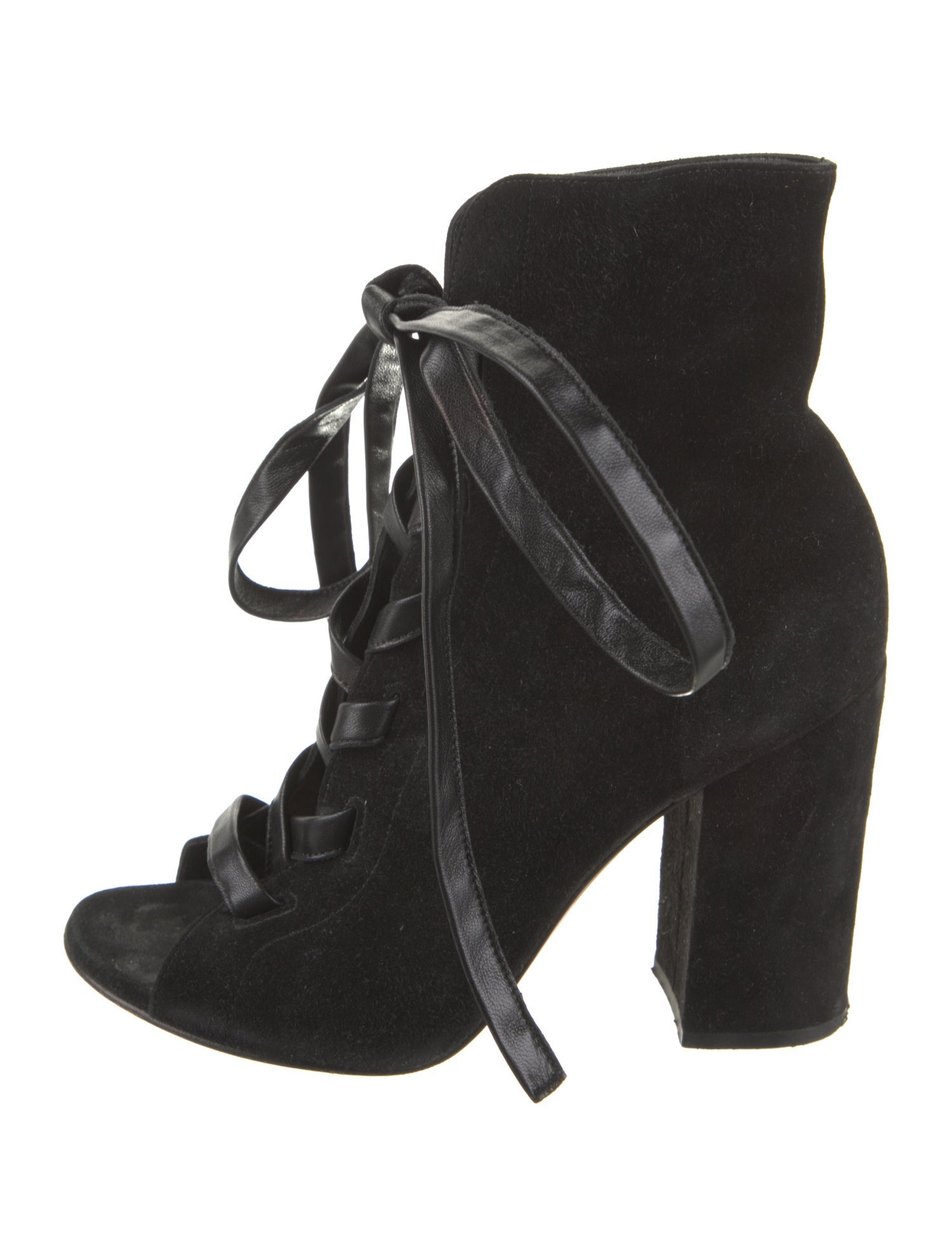 Gianvito Rossi Suede Cutout Accent Lace-Up Boots