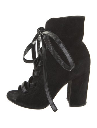 Gianvito Rossi Suede Cutout Accent Lace-Up Boots