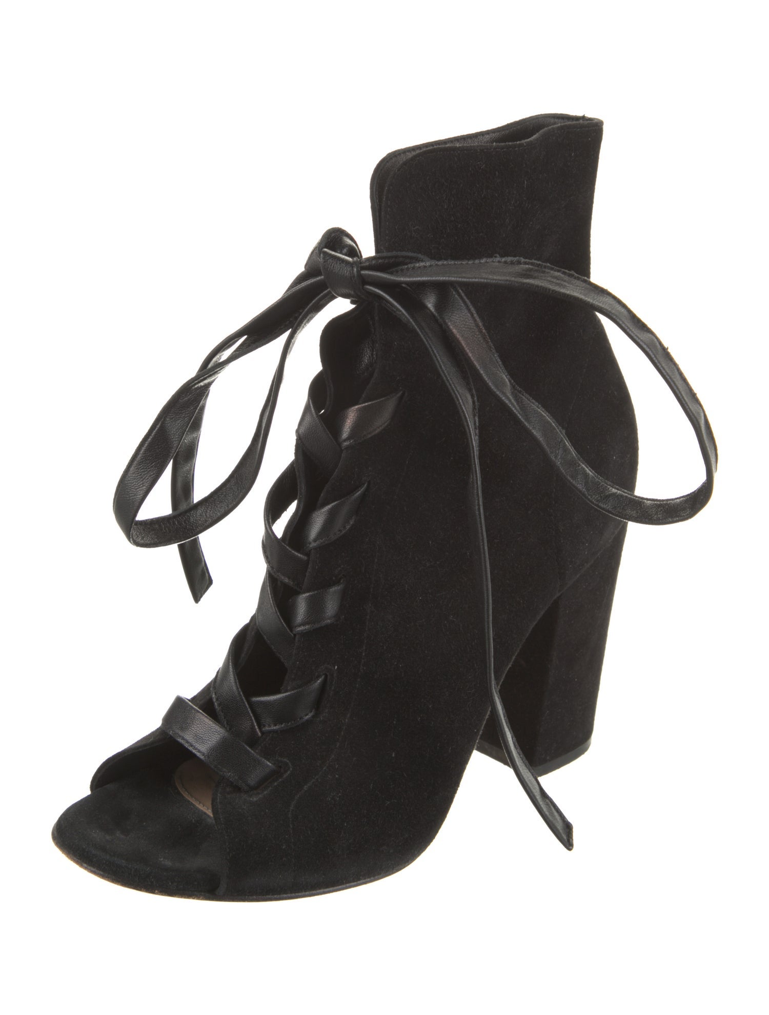 Gianvito Rossi Suede Cutout Accent Lace-Up Boots
