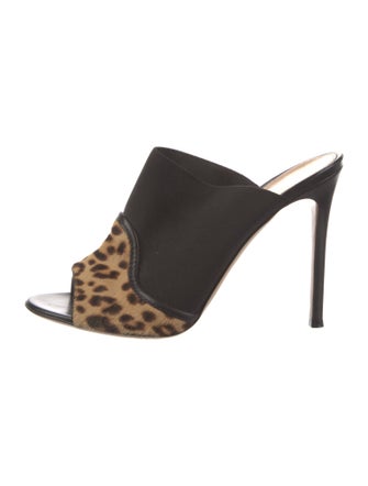 Gianvito Rossi Canvas Animal Print Slides