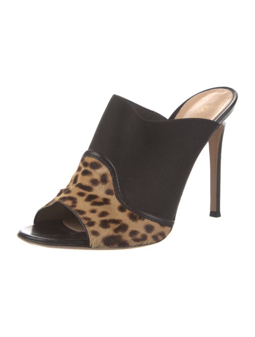Gianvito Rossi Canvas Animal Print Slides