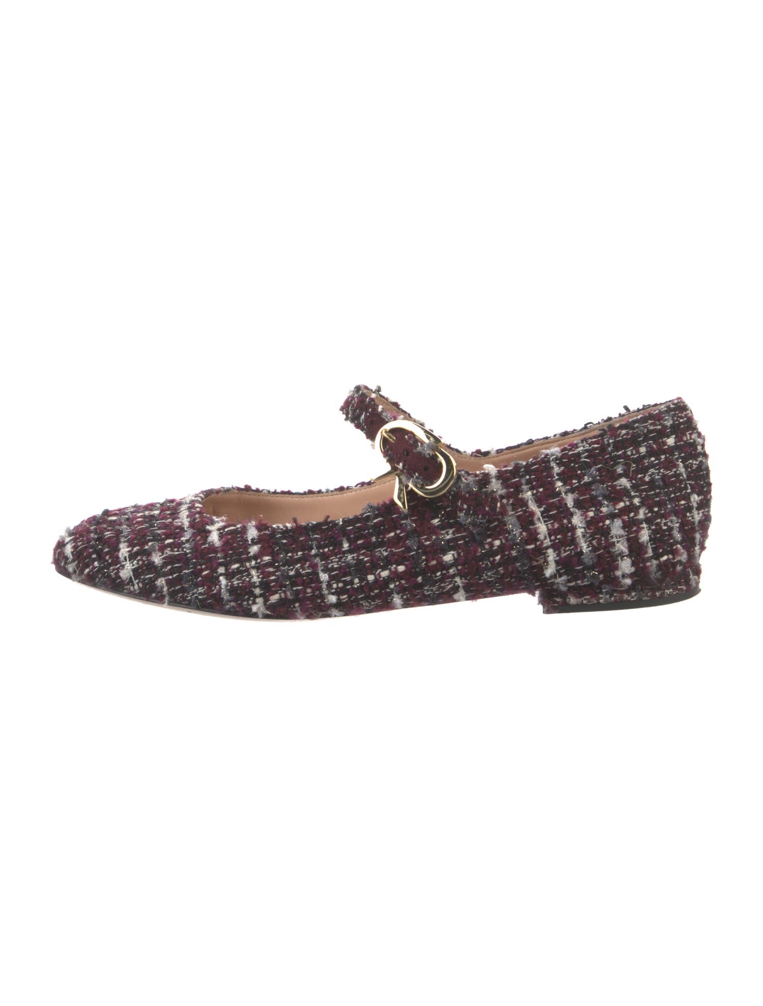 Gianvito Rossi Tweed Tweed Pattern Mary Jane Flats