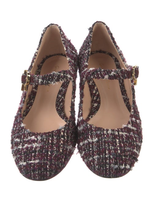 Gianvito Rossi Tweed Tweed Pattern Mary Jane Flats