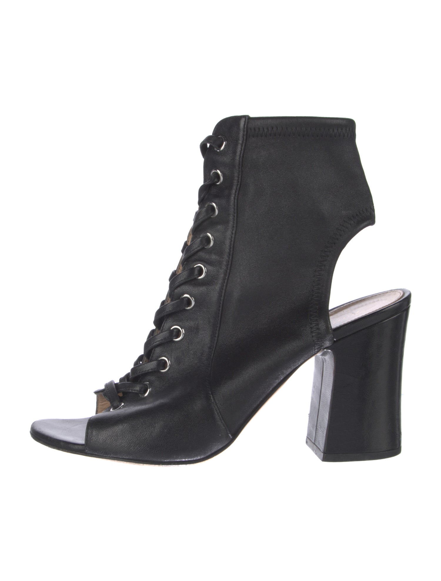 Gianvito Rossi Leather Cutout Accent Lace-Up Boots