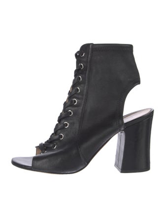 Gianvito Rossi Leather Cutout Accent Lace-Up Boots