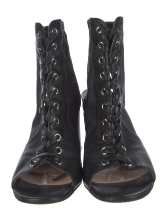 Gianvito Rossi Leather Cutout Accent Lace-Up Boots