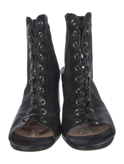 Gianvito Rossi Leather Cutout Accent Lace-Up Boots