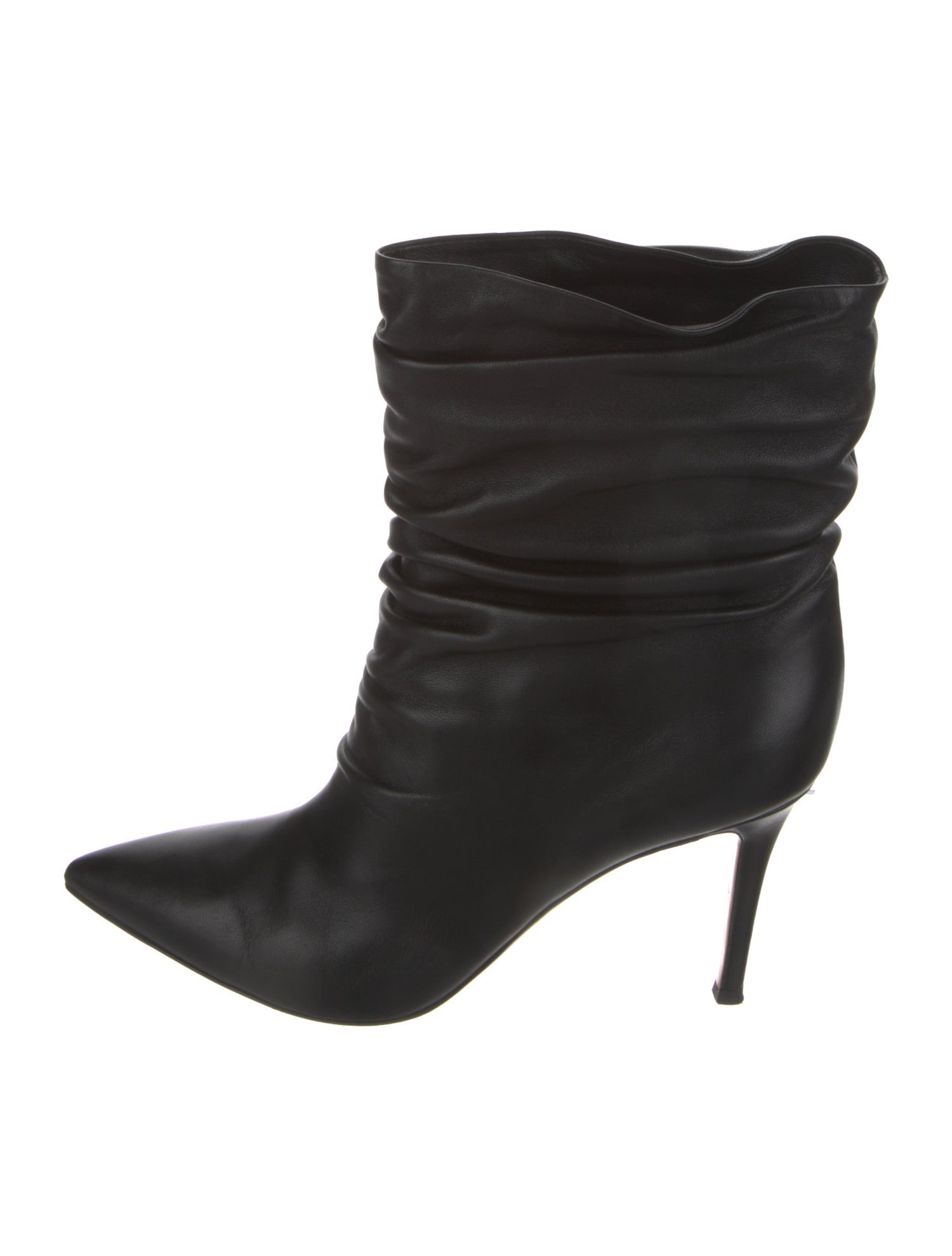 Gianvito Rossi Leather Pleated Accents Slouch Boots