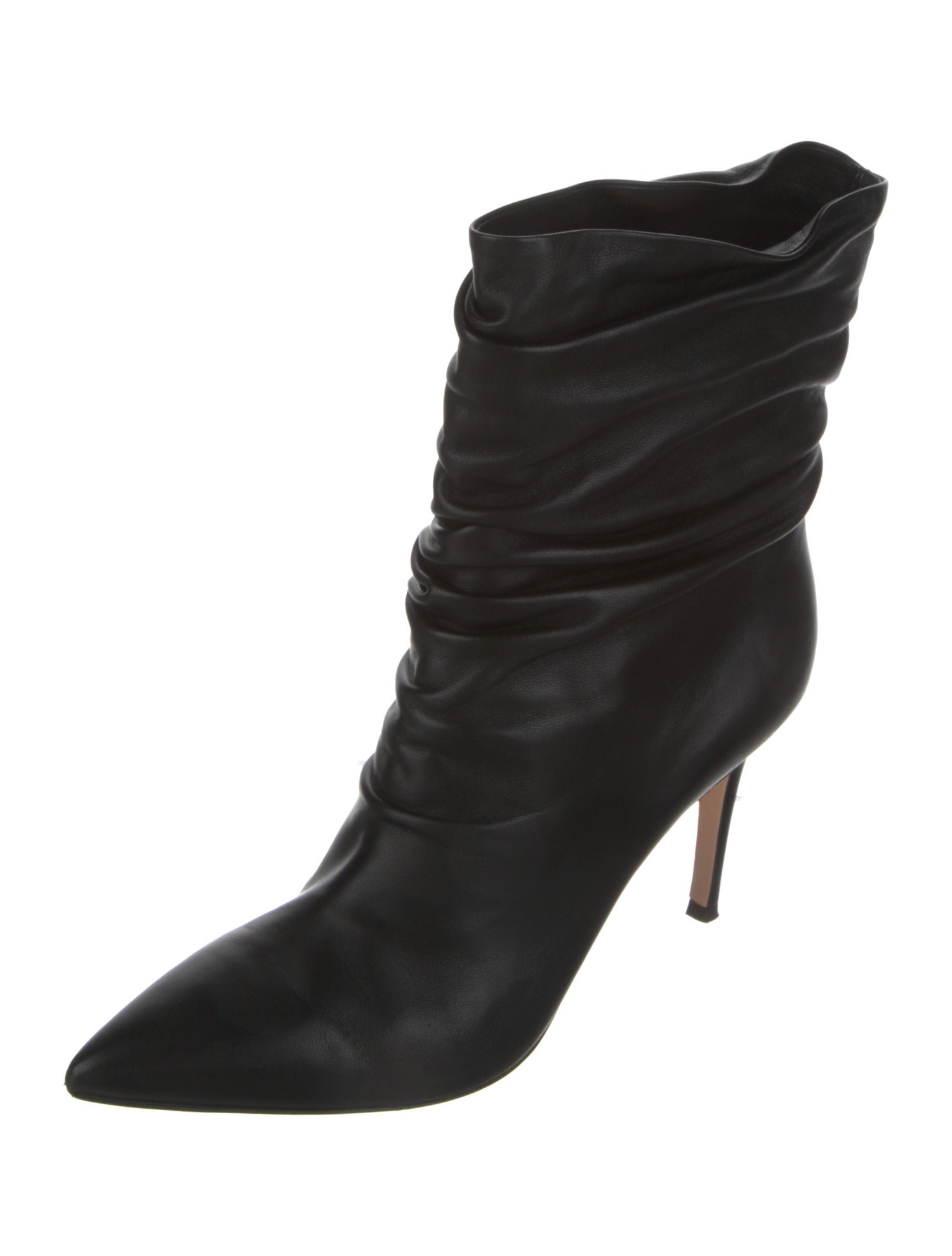 Gianvito Rossi Leather Pleated Accents Slouch Boots