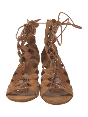 Gianvito Rossi Suede Mesh Accents Gladiator Sandals