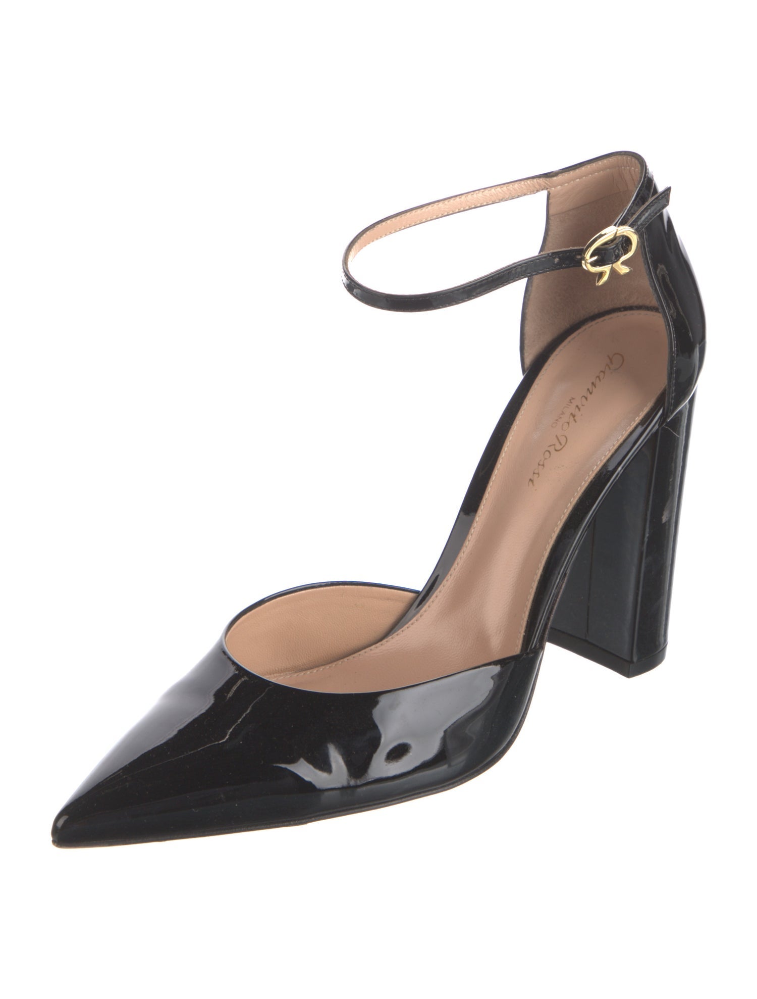 Gianvito Rossi Patent Leather Floral Print D'Orsay Pumps