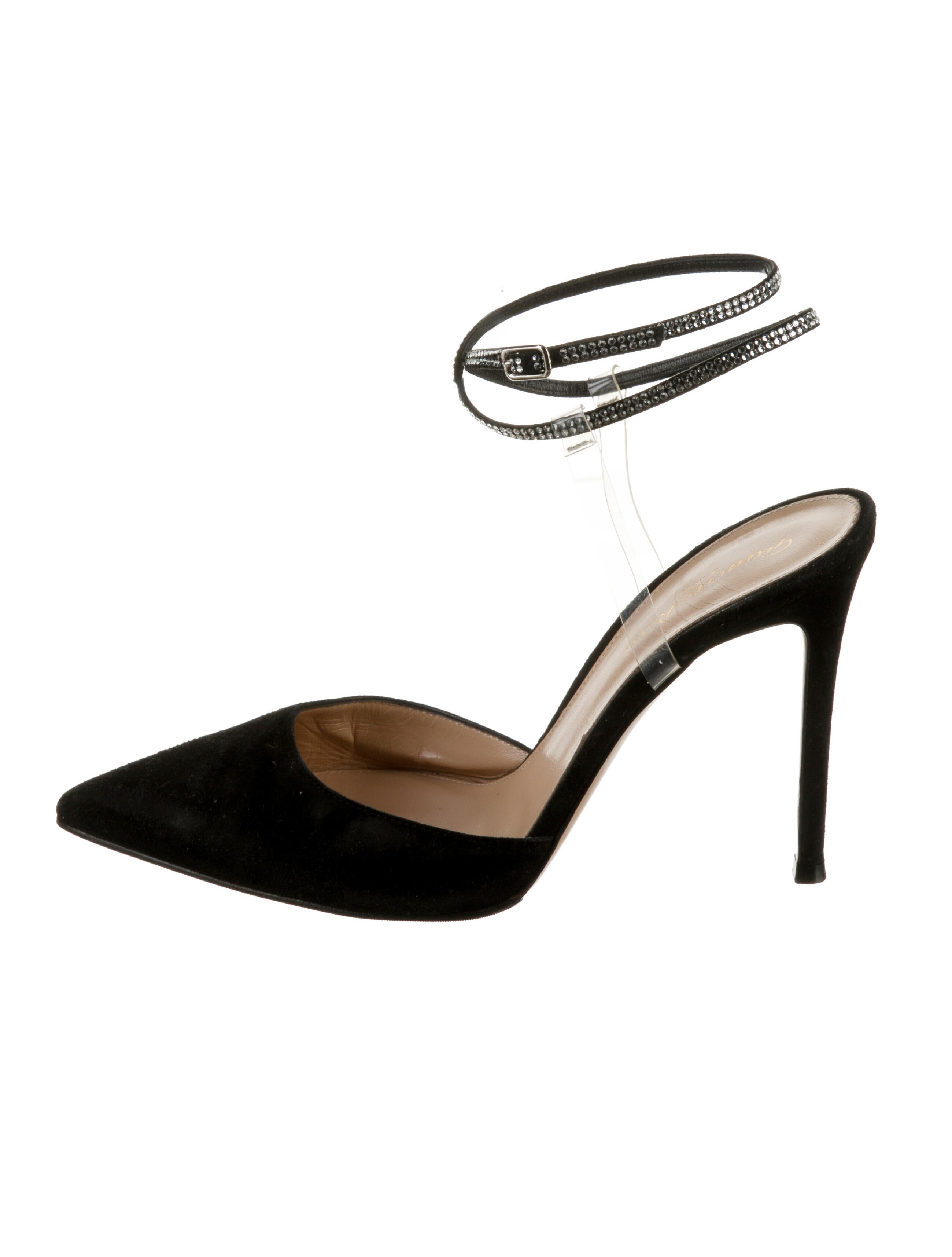 Gianvito Rossi Suede Crystal Embellishments Slingback Pumps