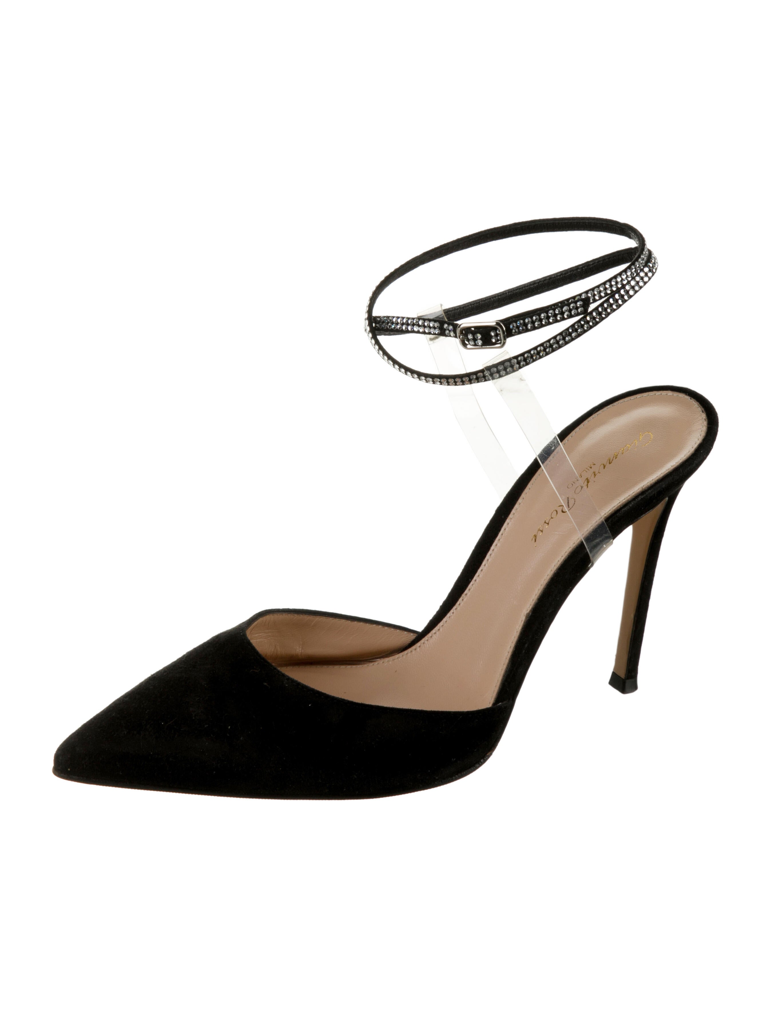 Gianvito Rossi Suede Crystal Embellishments Slingback Pumps