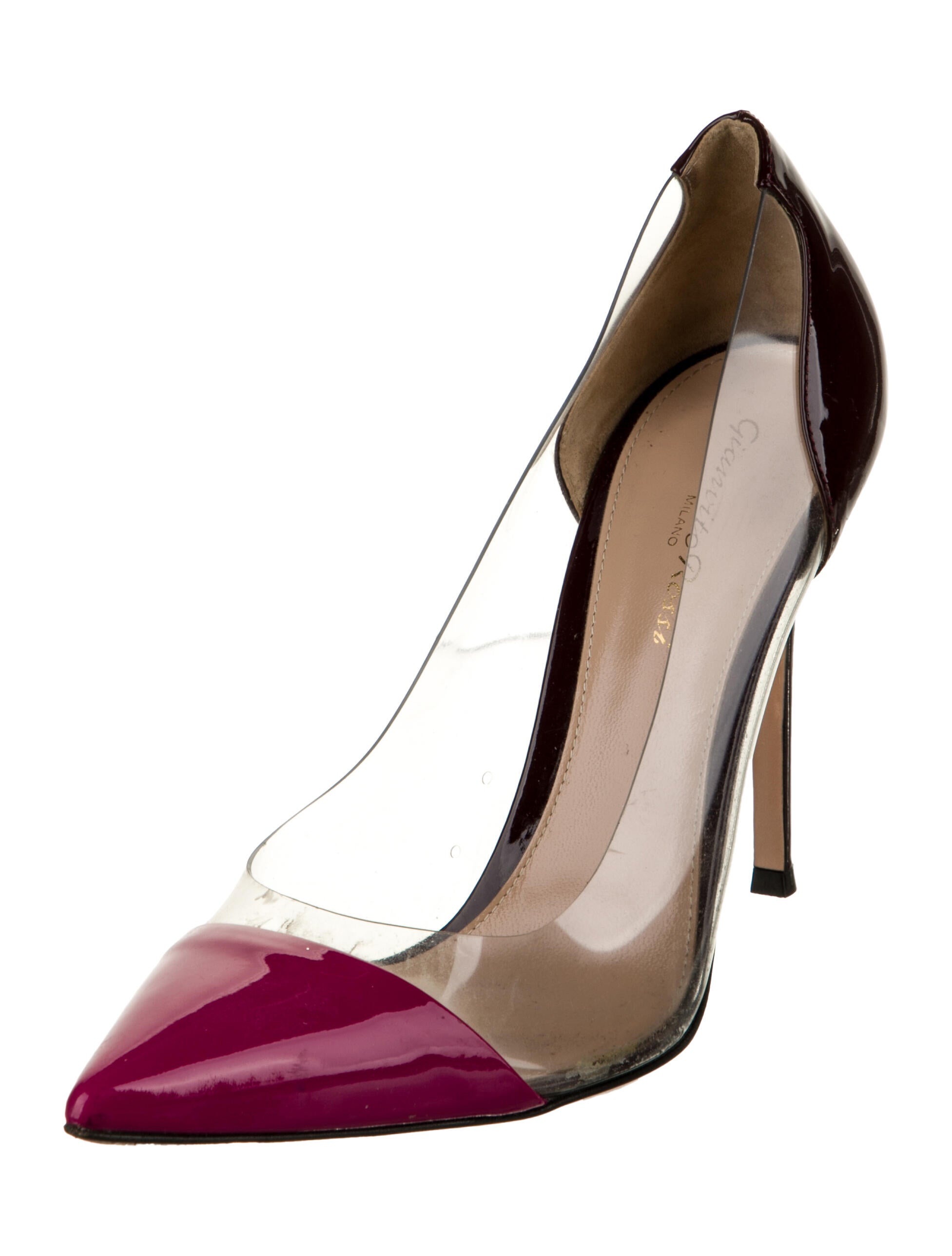 Gianvito Rossi Patent Leather Colorblock Pattern Pumps