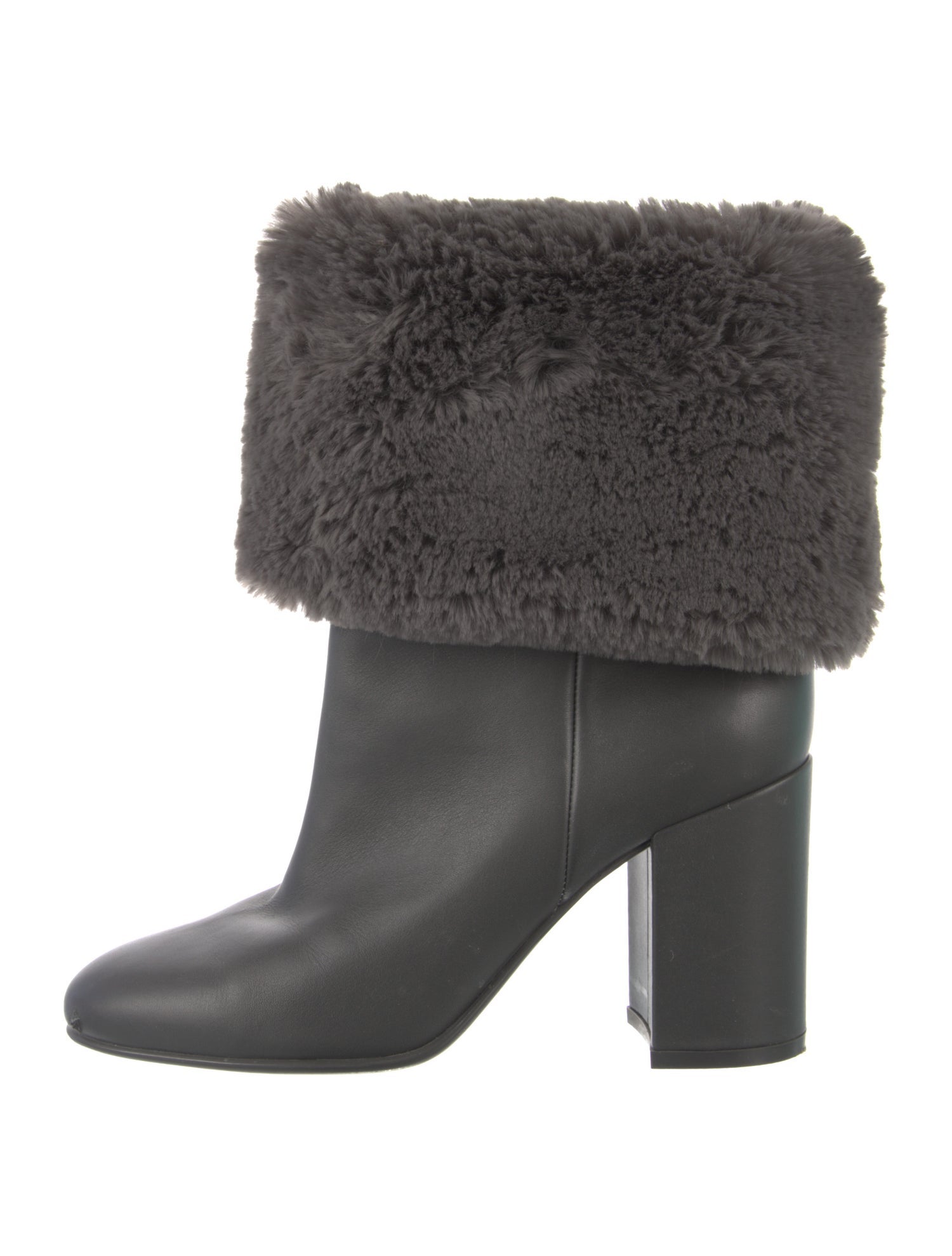 Gianvito Rossi Leather Fur Trim Boots
