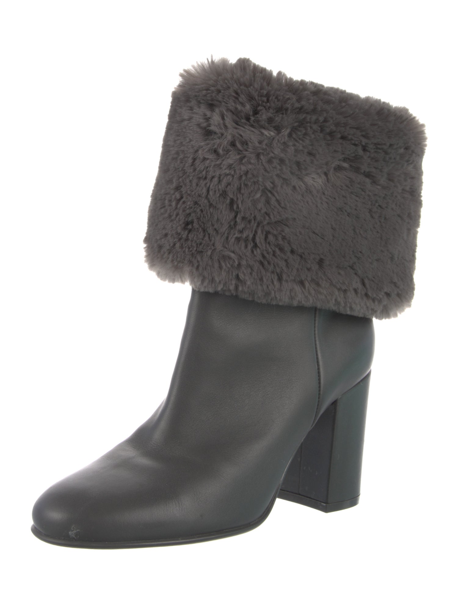 Gianvito Rossi Leather Fur Trim Boots