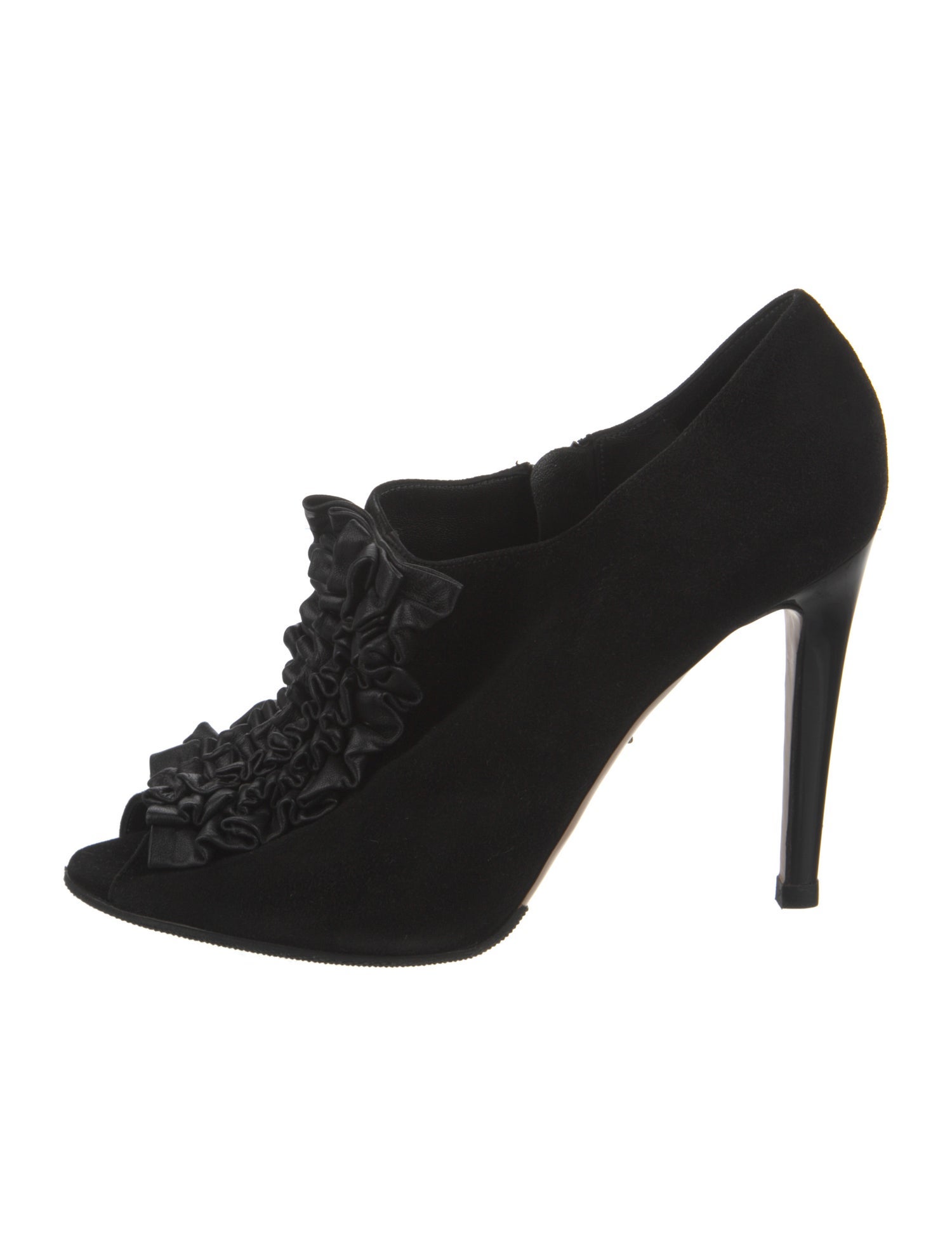 Gianvito Rossi Suede Ruffle Embellishment Pumps