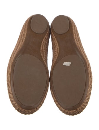 Gianvito Rossi Raffia Leather Trim Embellishment Mary Jane Flats