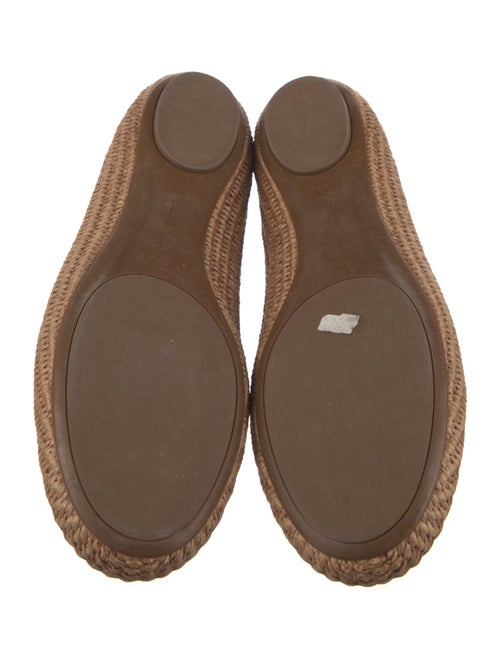 Gianvito Rossi Raffia Leather Trim Embellishment Mary Jane Flats