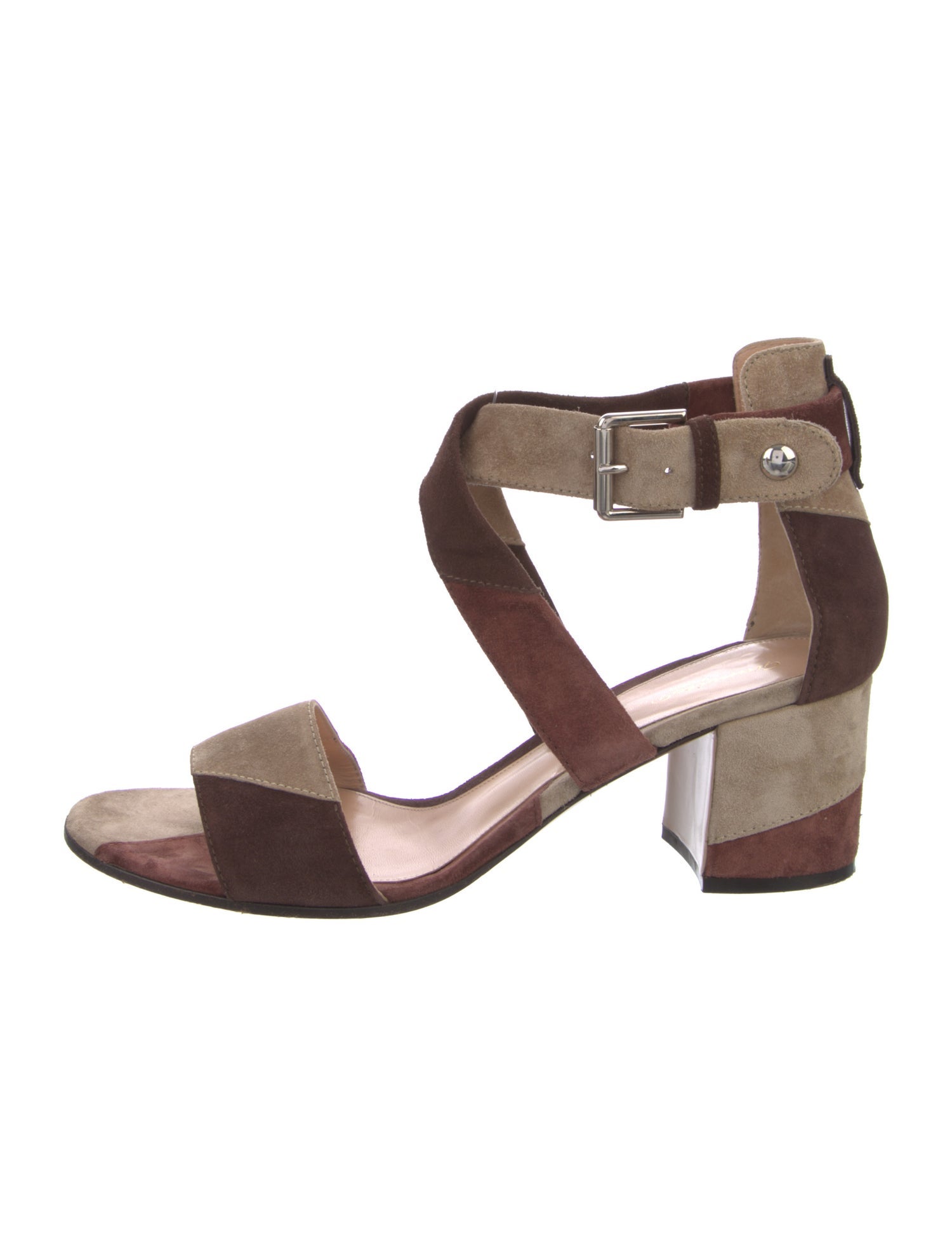 Gianvito Rossi Suede Colorblock Pattern Sandals