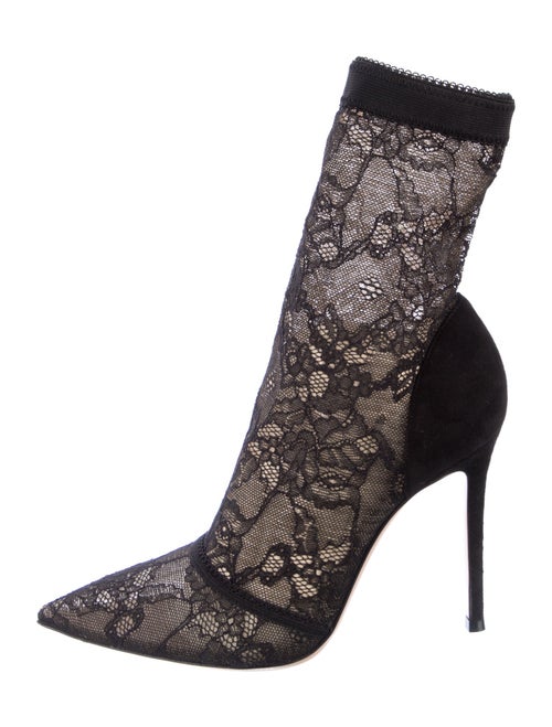 Gianvito Rossi Lace Pattern Mesh Accents Sock Boots
