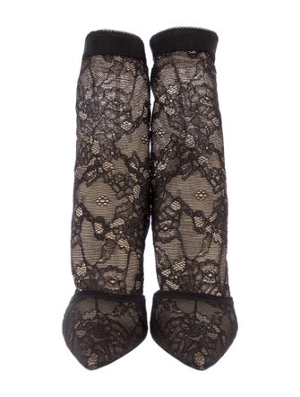 Gianvito Rossi Lace Pattern Mesh Accents Sock Boots