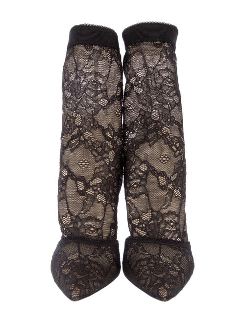 Gianvito Rossi Lace Pattern Mesh Accents Sock Boots