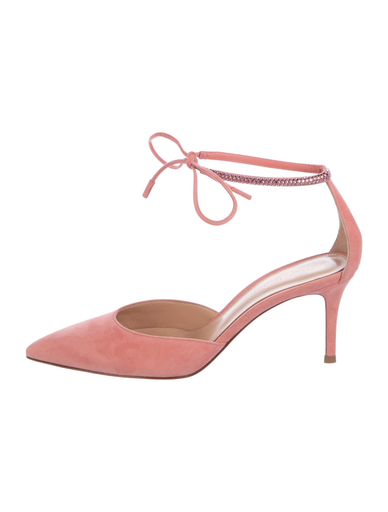 Gianvito Rossi Suede Bow Accents D'Orsay Pumps