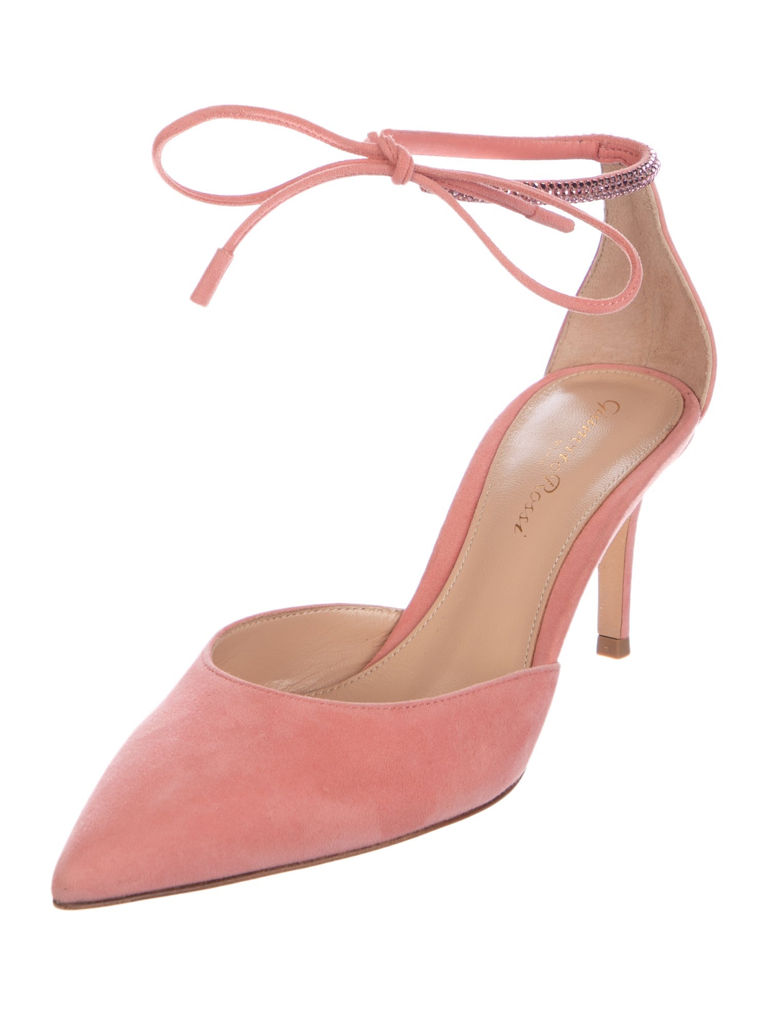 Gianvito Rossi Suede Bow Accents D'Orsay Pumps