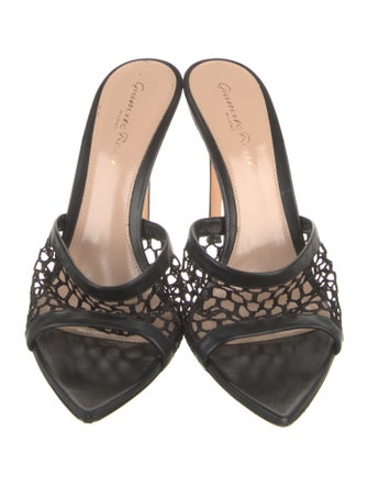 Gianvito Rossi Leather Mesh Accents Slides