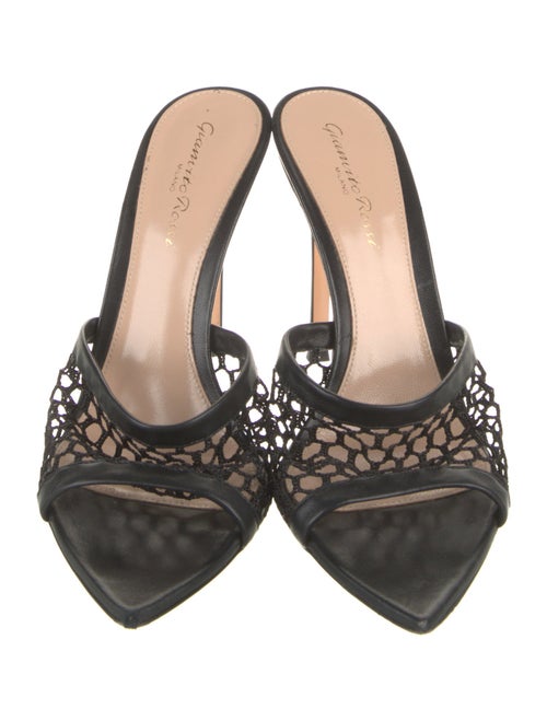 Gianvito Rossi Leather Mesh Accents Slides