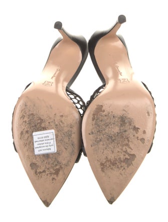 Gianvito Rossi Leather Mesh Accents Slides