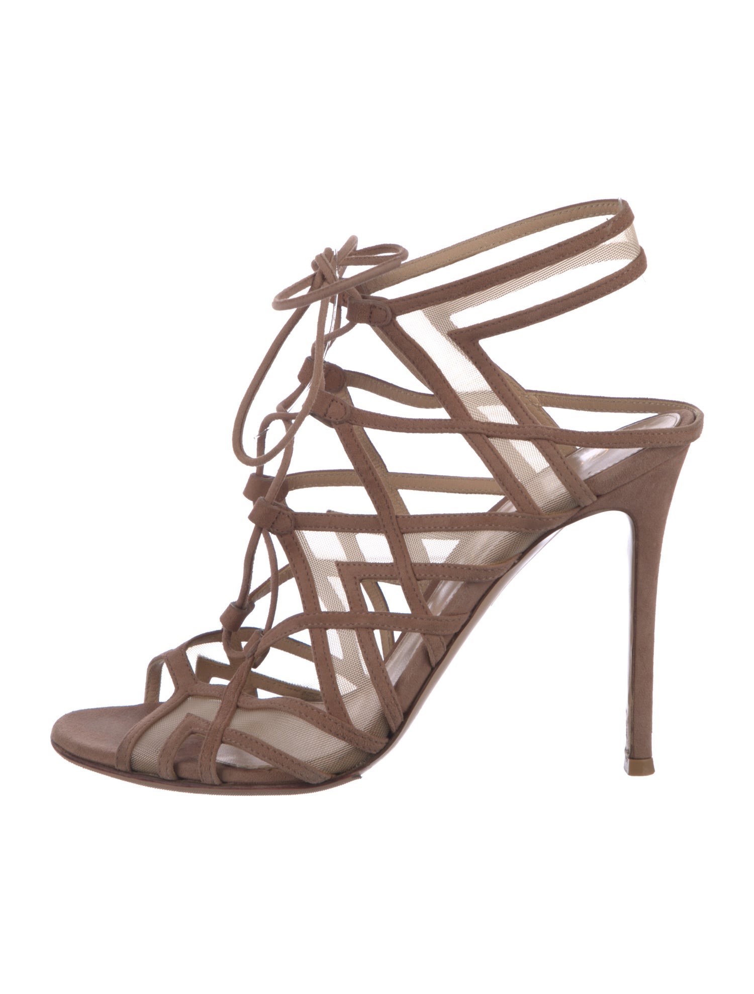 Gianvito Rossi Suede Mesh Accents Gladiator Sandals