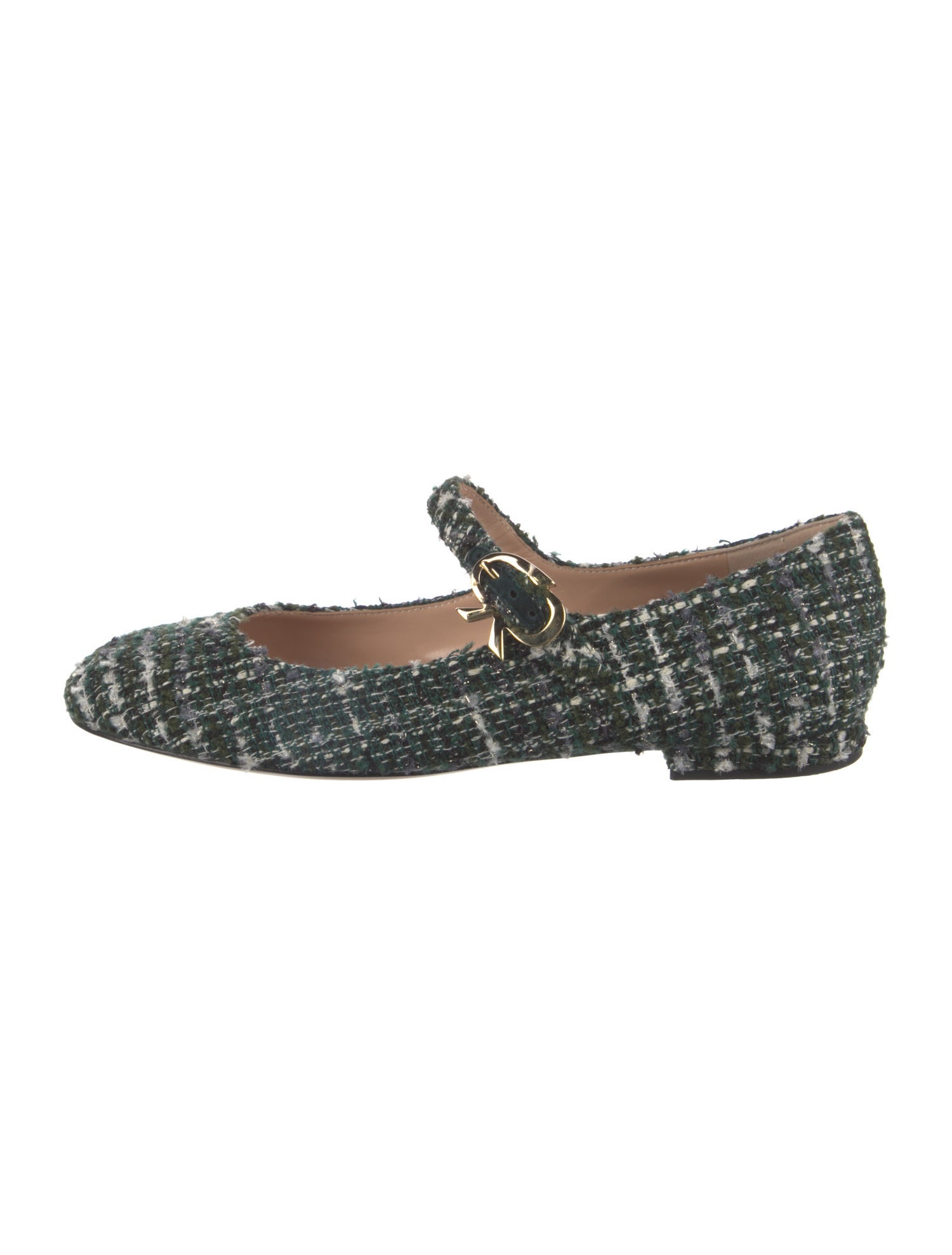 Gianvito Rossi Tweed Tweed Pattern Mary Jane Flats
