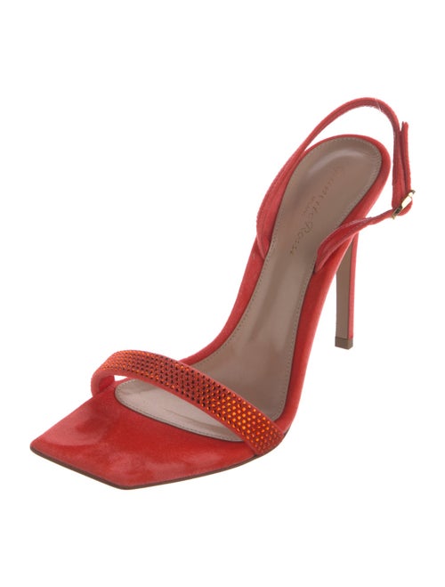 Gianvito Rossi Velvet Crystal Embellishments Slingback Sandals