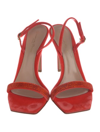 Gianvito Rossi Velvet Crystal Embellishments Slingback Sandals
