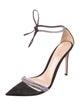 Gianvito Rossi Suede Crystal Embellishments T-Strap Pumps