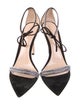 Gianvito Rossi Suede Crystal Embellishments T-Strap Pumps