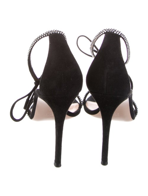 Gianvito Rossi Suede Crystal Embellishments T-Strap Pumps