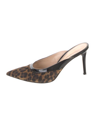 Gianvito Rossi Suede Animal Print Mules