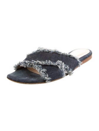 Gianvito Rossi Denim Raw-Edge Trim Slides
