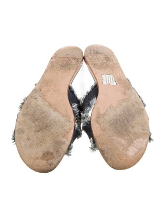 Gianvito Rossi Denim Raw-Edge Trim Slides