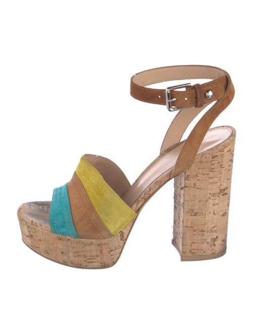 Gianvito Rossi Suede Colorblock Pattern Sandals