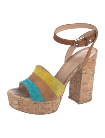 Gianvito Rossi Suede Colorblock Pattern Sandals