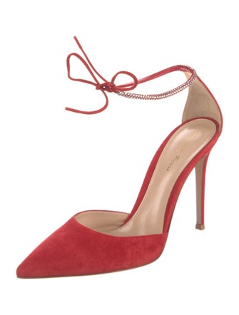 Gianvito Rossi Suede Crystal Embellishments Mules