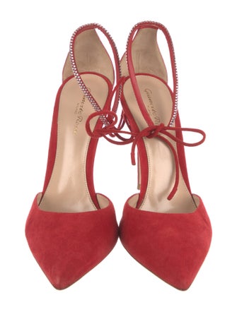 Gianvito Rossi Suede Crystal Embellishments Mules