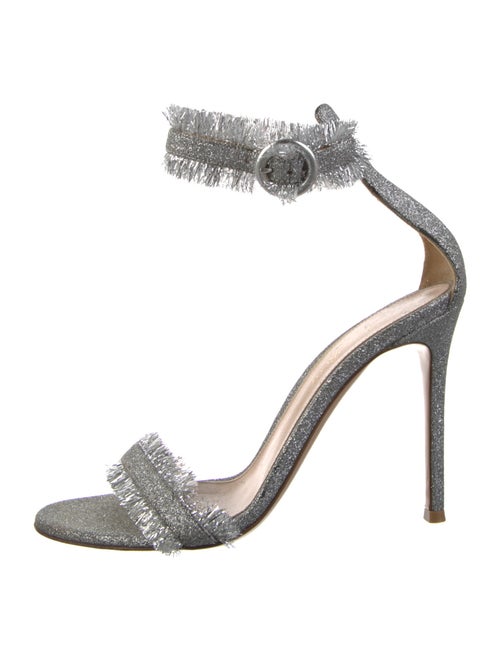 Gianvito Rossi Glitter Fringe Trim Accent Sandals